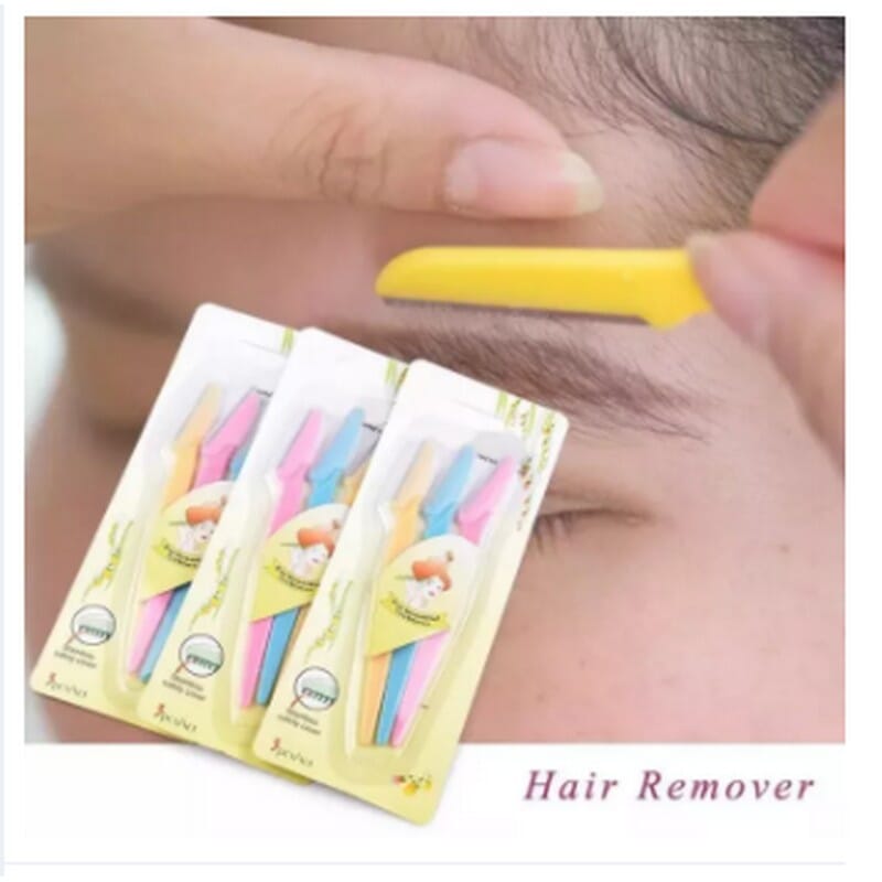 Stainless Steel Eyebrow Trimmer and Facial Hair Removal Razor 3 Pcs set