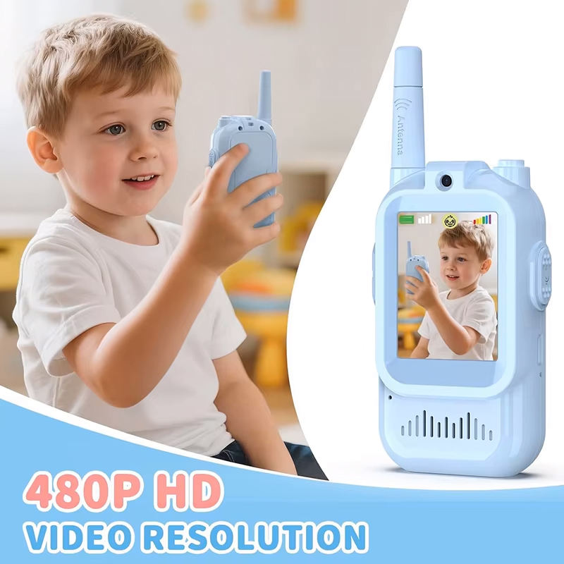 Kids Face to Face Video Talk Communication Toy for Children | 2-Way Audio & Video Calling Device | Blue & Pink Color | 3 Hours Working Time Rechargeable Battery | Portable Interactive Gift Toy for Kids Indoor & Outdoor Play