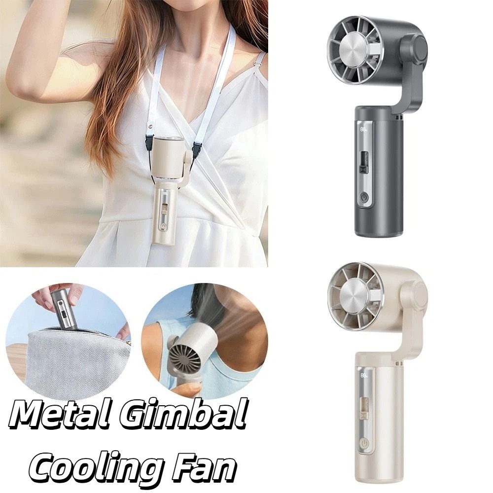 Personal Fan Semiconductor Cooling Metal Gimbal Cooling Fan Powerful Wind Quiet Operation Portable Cooling Fan 5 Levels Cold Wind Rechargeable Fan for 5W/3000mAh Personal Use