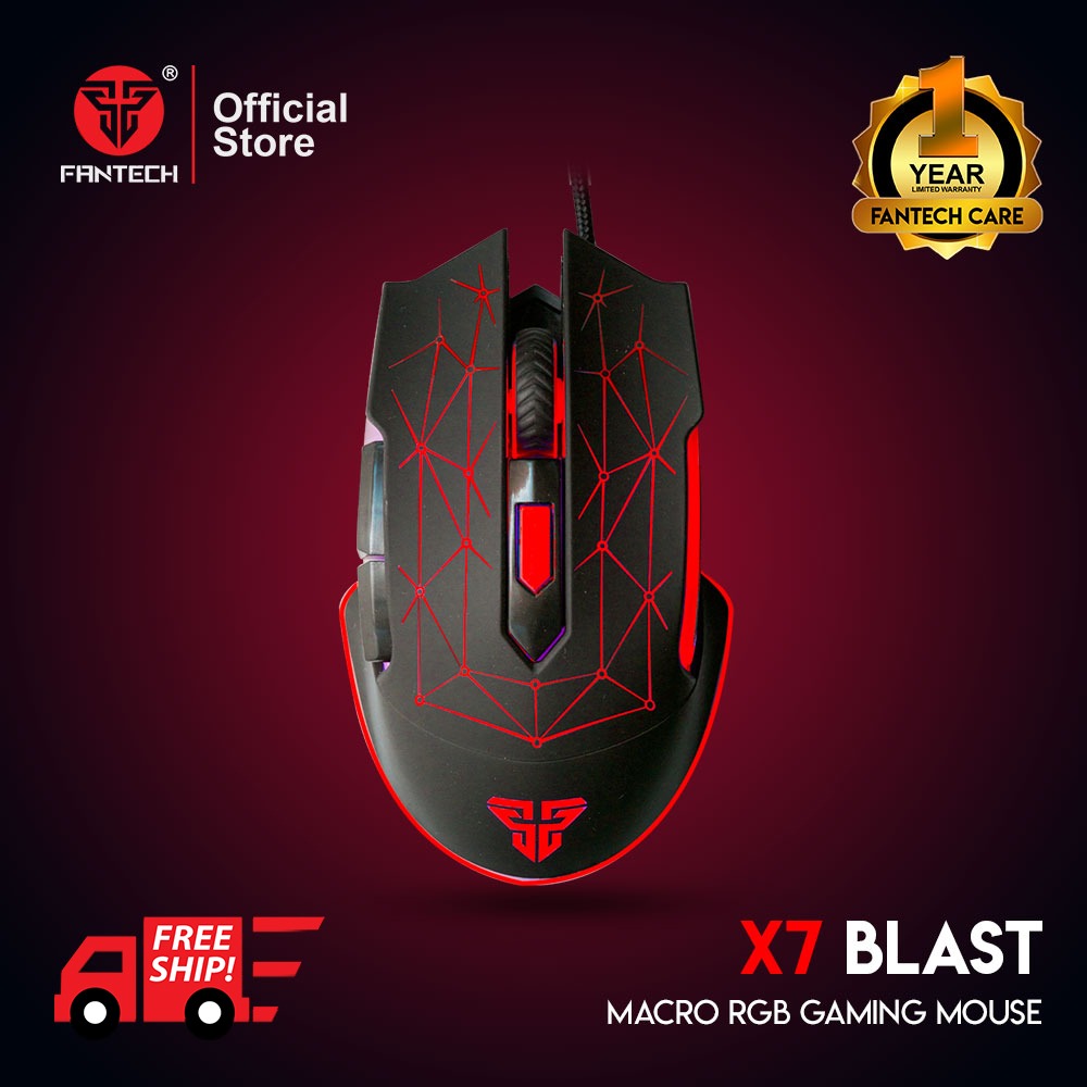 Fantech X7 Blast Macro Rgb 4800Dpi Optical 6D Usb Wired Pro Gaming Mouse - Black