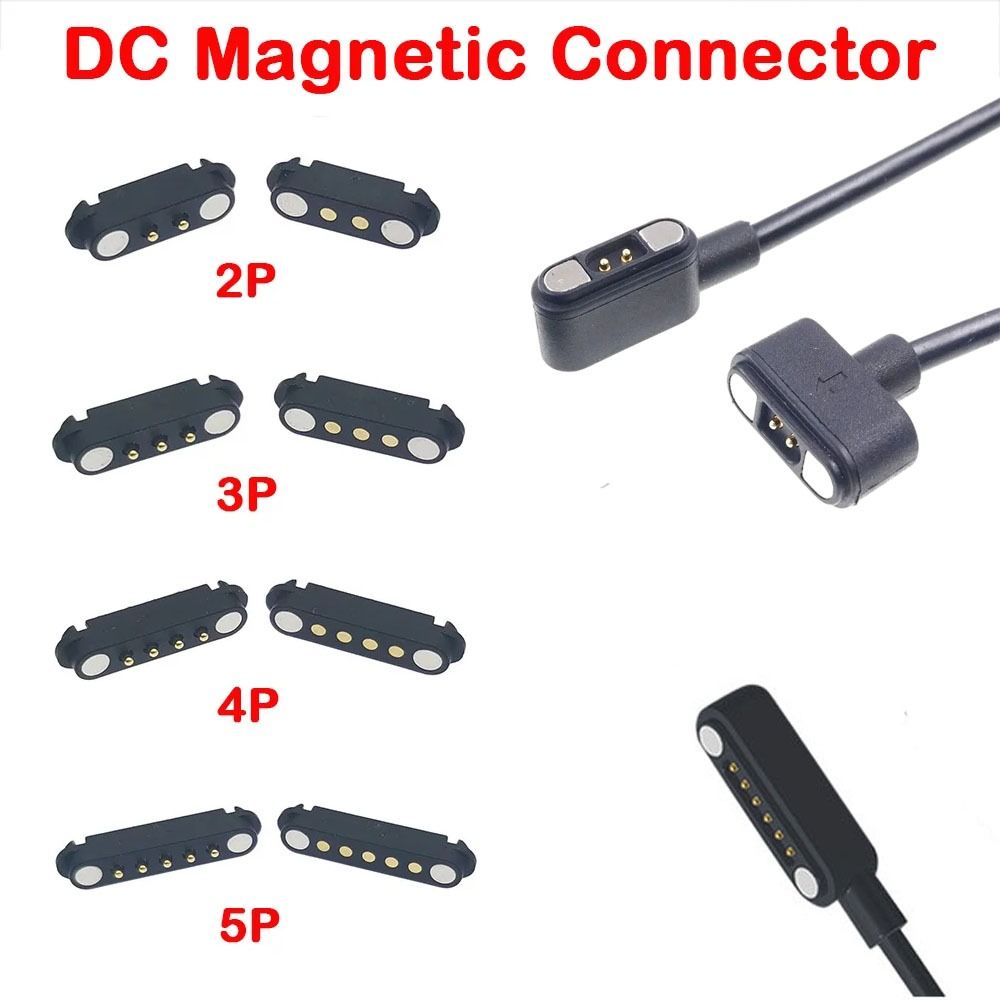 Pogopin Male Female Connector 2Pin 3Pin 4Pin 5Pin Pogopin Magnetic Connector Waterproof 2A Magnetic Contact Connector Spacing 2.54mm High Current Spring Loaded Power Socket