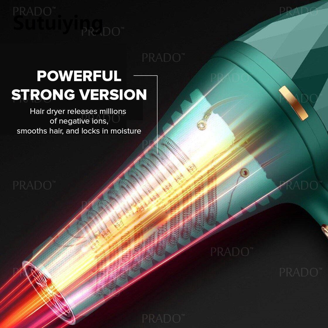 Sutuiying PRADO Malaysia Portable 2200W Travel Hair Dryer Strong Wind Ionic Senang Dibawa Berkuasa Pengering Rambut dgn Aksesori