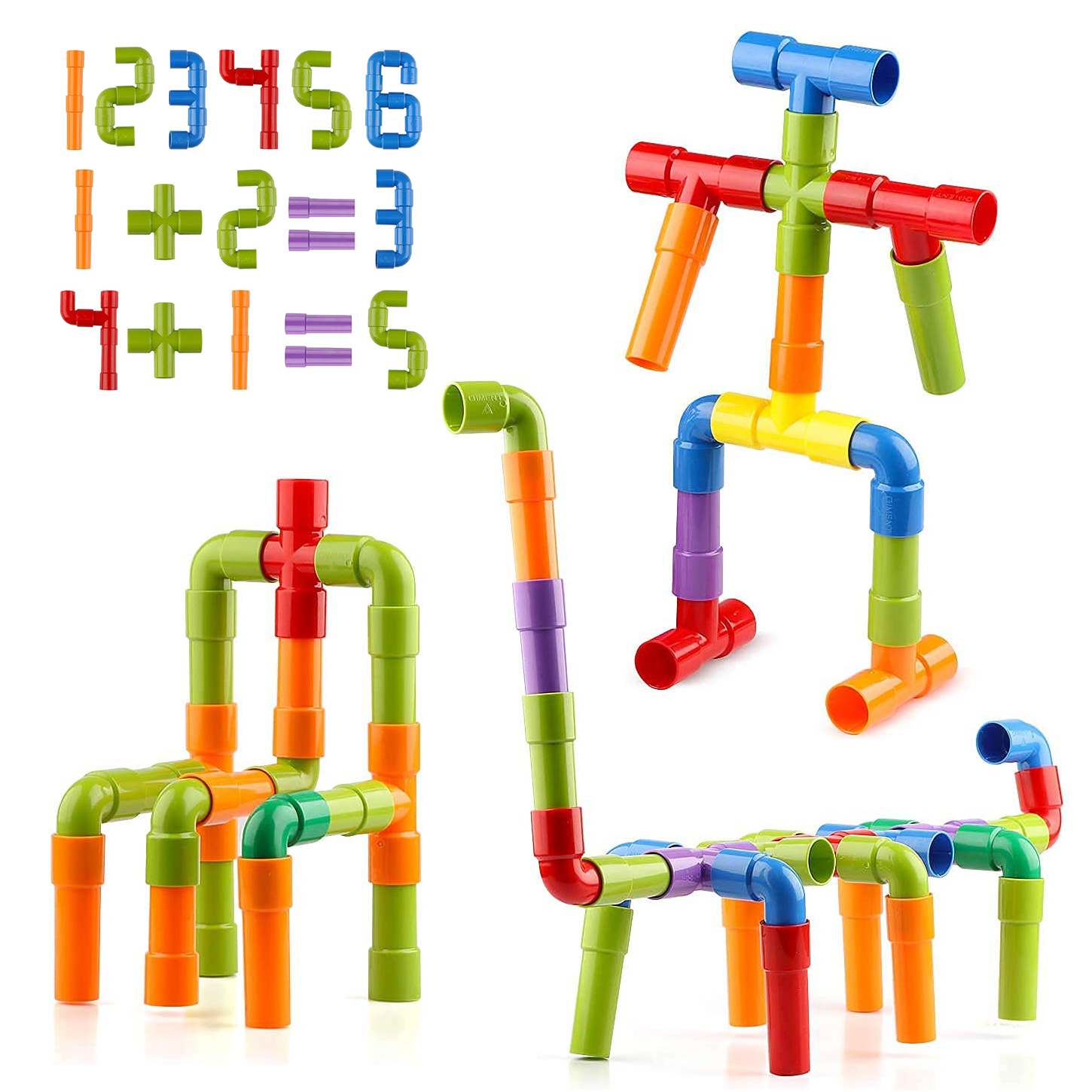 Pipe Shapes Interlocking Building Blocks Set - Educational Toys for Toddlers & Kids, 3D Construction, Colorful STEM Learning & Occupational Therapy, Safe Non-Toxic Material, Ideal Gift for Baby