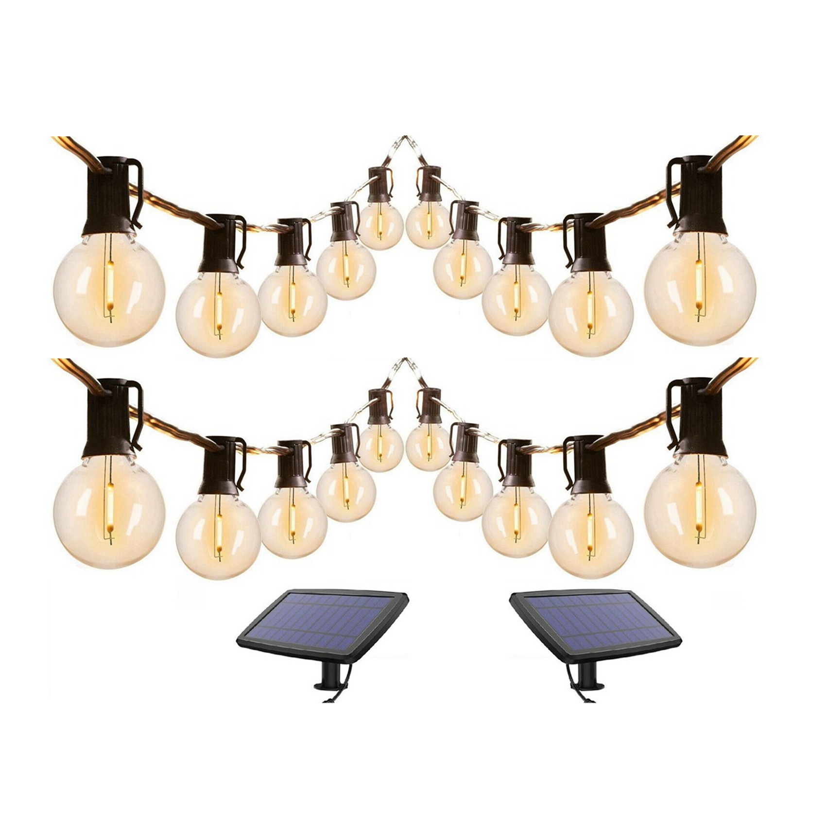 JINMY 2X G40 Solar Powered LED Lights 18Ft Outdoor Patio Globe String Lights Bistro Yard Decoration 1.5W 10 Bulbs