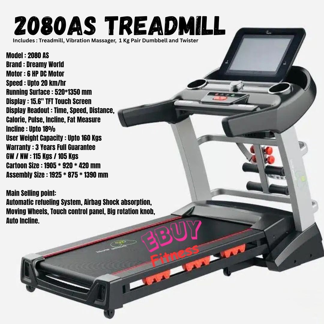 EBUY - 2080AS Electric Treadmill 6HP DC Motor Dreamy World