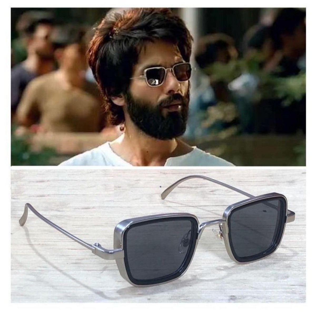 Silver Square Frame Black Glass Casual Sunglasses For Men | UV Protection Metal Frame Sunglasses For Men