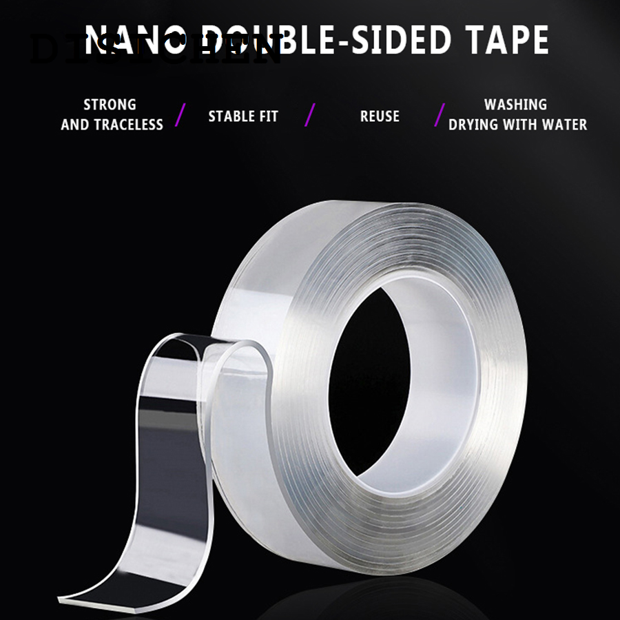 DISICHEN Profesional Transparent Acrylic Double-Sided Nano Tape Office Home Perforation-Free Self-Adhesive Waterproof Washable Frame Hook Wallpaper