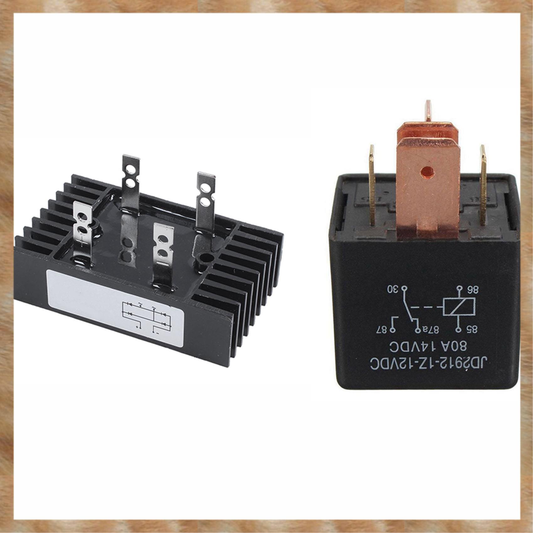 Kqueebee 1 Pcs 100Amp 1200Volts 4 Pins 1 Phase Diode Bridge Rectifier & 1 Pcs 80A DC 12V 5 Pin DIY Power Relay Car Truck Vehicle