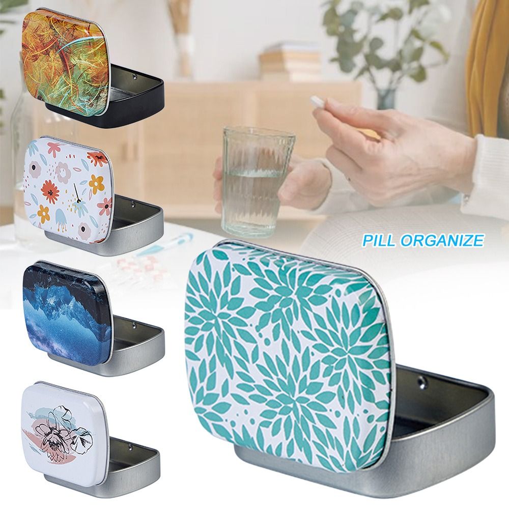 Portable Mini Tin Box with Lid Metal Iron Can Multiple Styles Hinged Tin Box Home