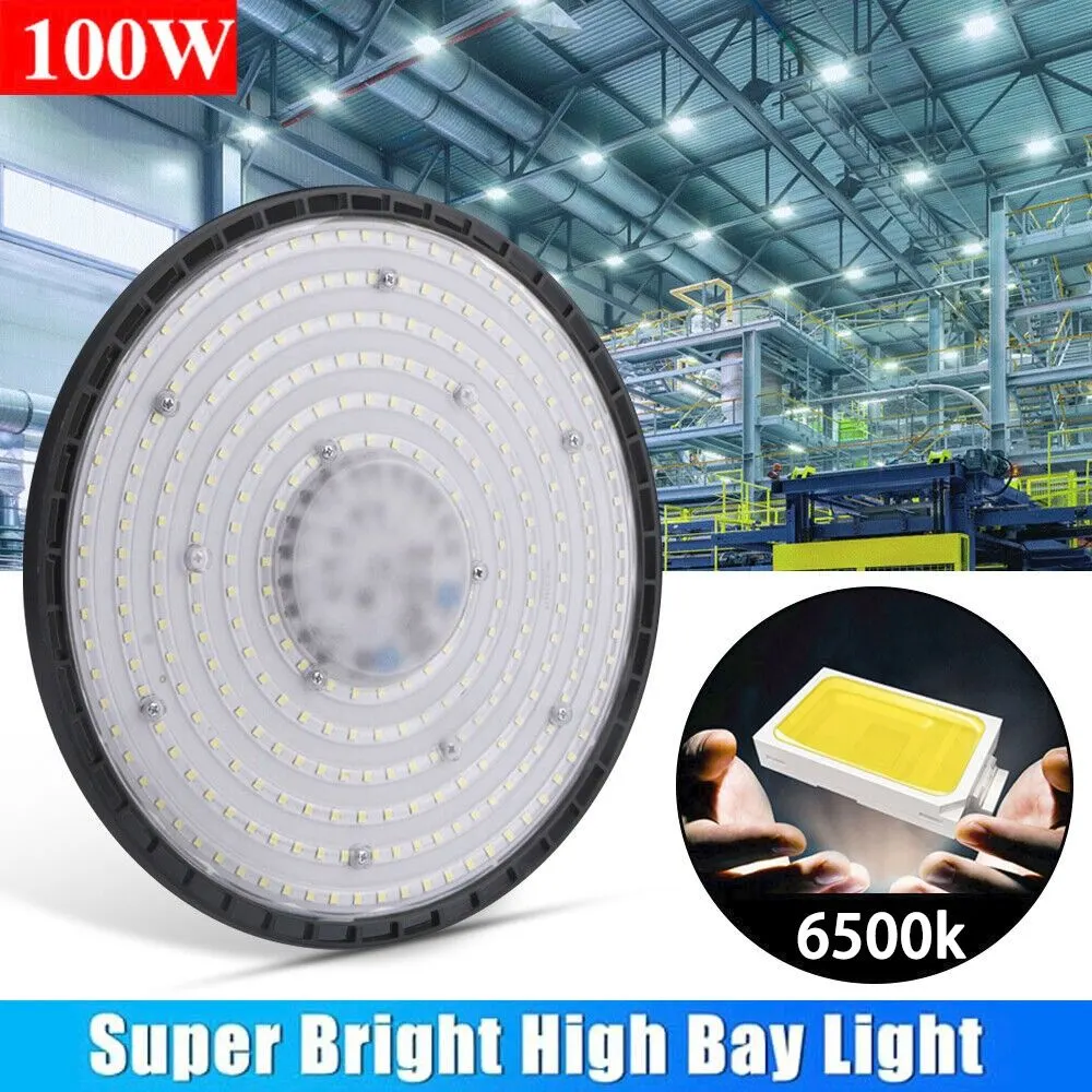 New LED High Bay Light 100W UFO Work Light Industrial Warehouse 6500K Industrial Lighting Tool - image 1