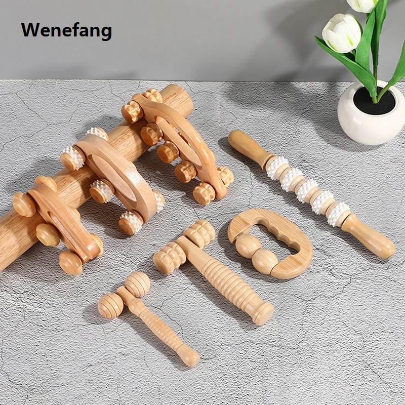Wenefang 1PC Wood Roller Body Reflexology Acupuncture Therapy Meridians Luxury Scrap Lymphatic Drainage Face Lift Tool Massager