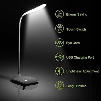 2.5W 360 Degree Adjustable LED Desk Lamp - 3 Level Of Dimming With Touch Switch
