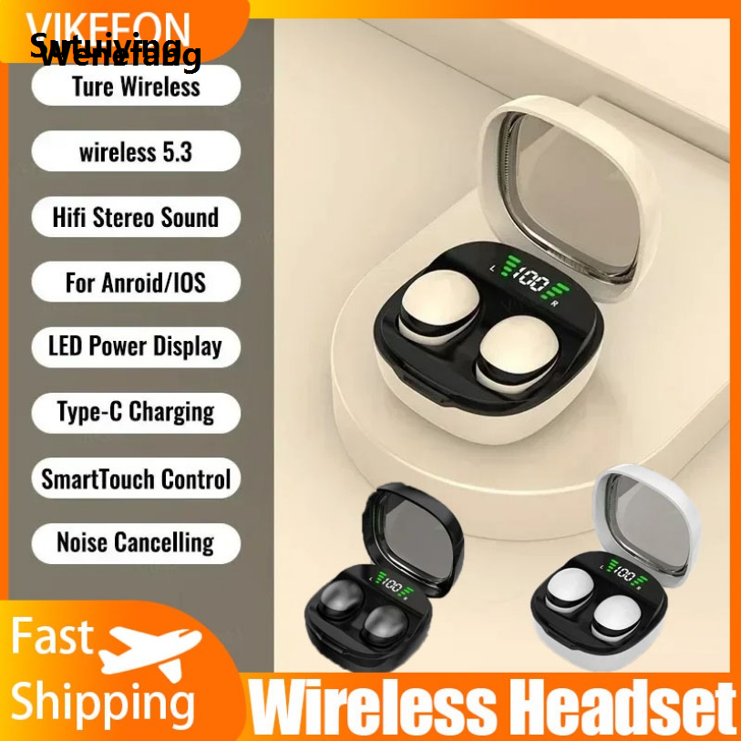 Wenefang Sutuiying In-ear 5.3 Wireless Bluetooth Earphones Mini Sleep Work Sports Fashion Earbuds New Invisible Headphones HD HIFI Bass Sound Quality Headset