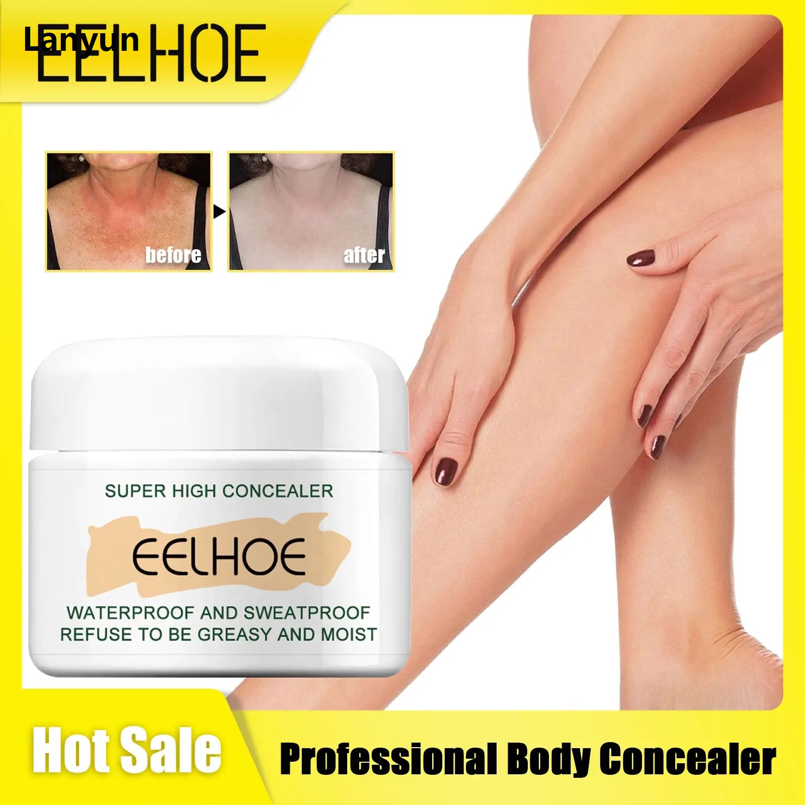 Lanyun Body Concealer Cream Waterproof Full Coverage Professional Tattoos 2025 New Covering Birthmarks Stretch Makeup Beauty Glides on Smoothly