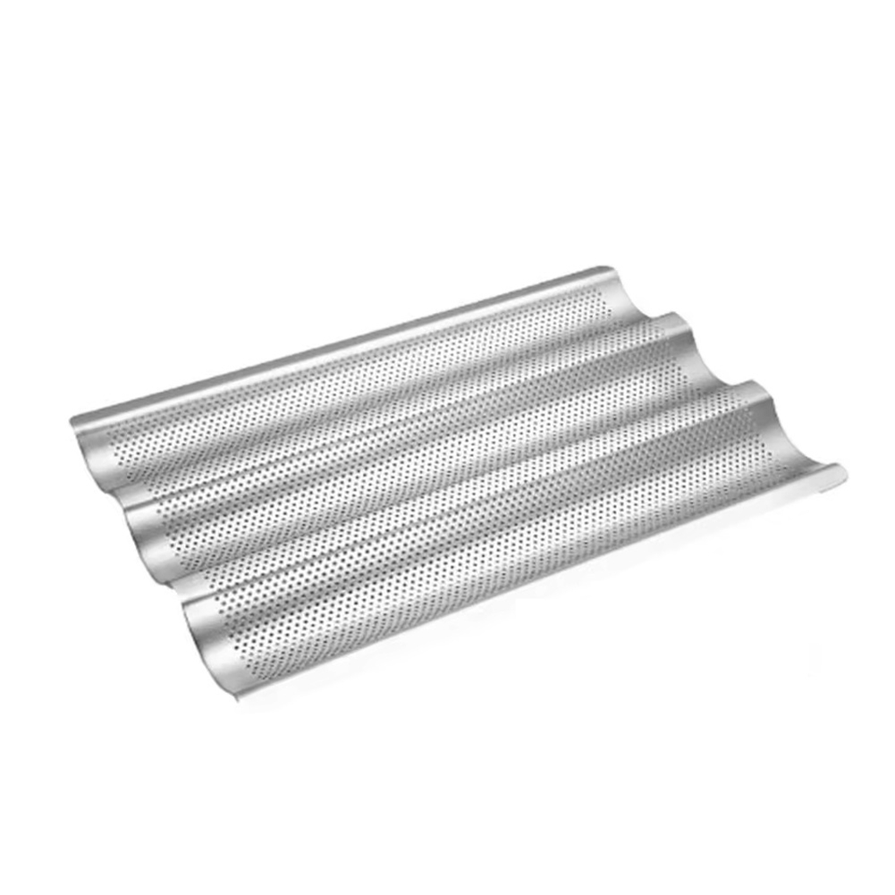 Nullmul French Bread Baking Pan 3 Waves Non-Stick Stainless Steel Bread Tray for Toaster Oven Kitchen Meat Biscuit Bread Plate