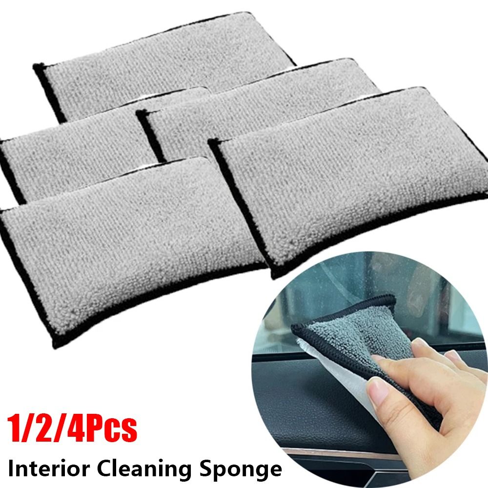 1Pcs New Soft Scrubbing Sponge Double Side Grey White Microfiber Towel Wax Sponge Auto Car