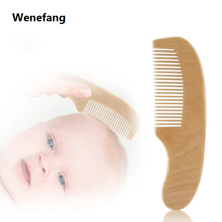 Wenefang Portable Baby Wooden Brush Natural Soft Wool Comb Head Care Soft Massager Brush Infant Hair Comb for Newborn Bath Supply