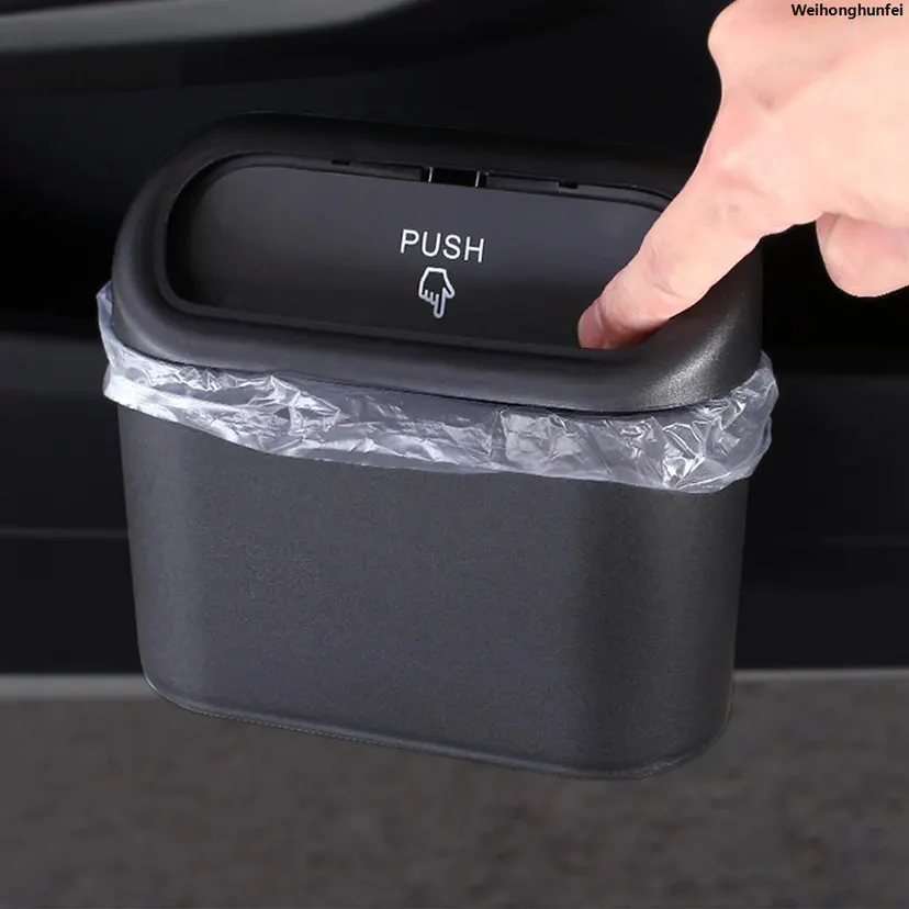 DISICHEN Luxury Portable Car Trash Can Hanging Mini Vehicle Garbage Organization With Lid Multifunctional Folding Automotive Garbage Storage Box