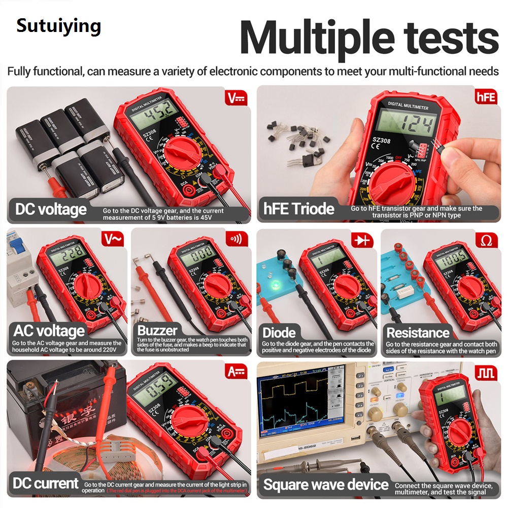 Sutuiying 2/1PCS ANENG SZ308 1999 Digital Multimeter AC/DC Tester Machine Handheld New Multimetre Professional Multi Meter Multimetro Ohm Malt