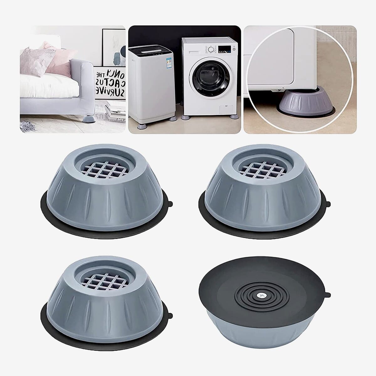 Pistto 4Pcs Washing Machine Anti Vibration Shock Pad Refrigerator Large Appliances Furniture Mute Rubber Mat Protect Floor