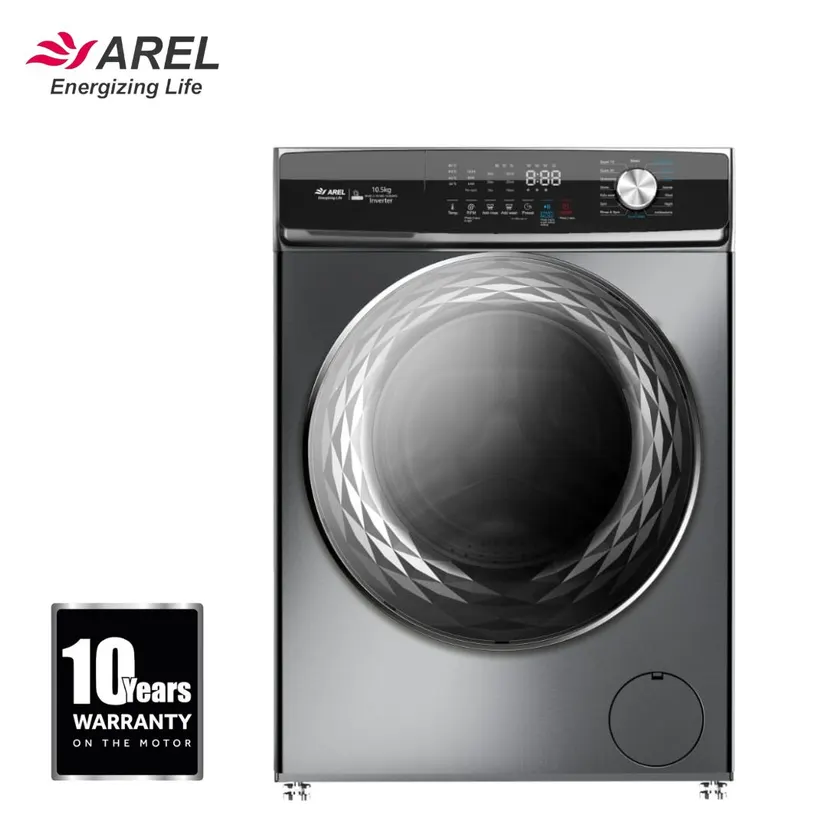 Arel 10.5 kg Front loading Fully Automatic Washing Machine | AI Powered | Inbuilt Heater | Fabrisafe Drum | Steam Wash | Child Lock | Unbalanced Load Sensor | 10 yrs Warranty | Indian Brand