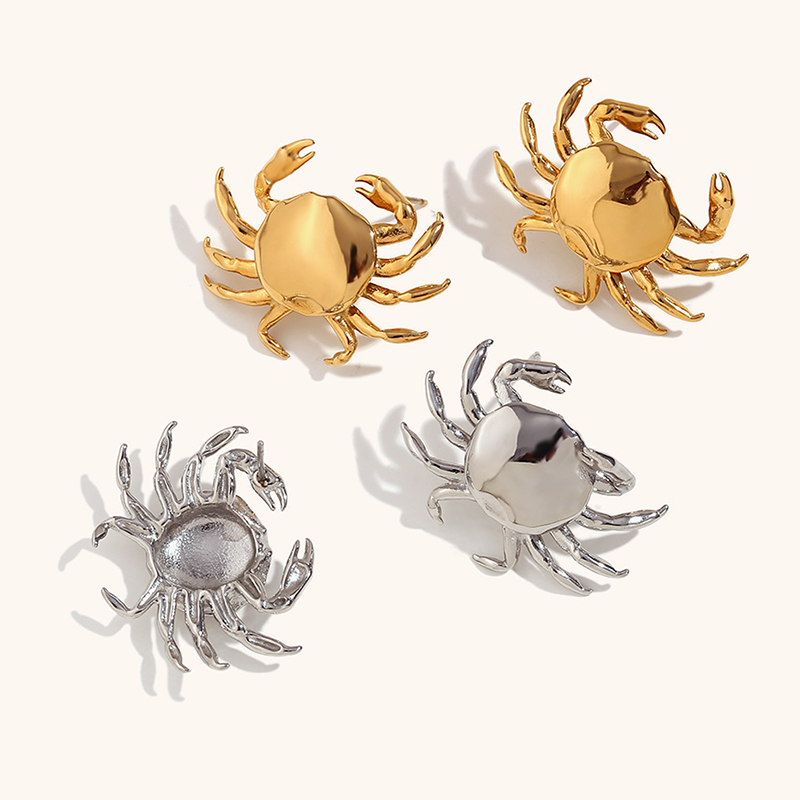 Creative Mini Gold Silver Color Crab Earrings For Women Trendy Waterproof Premium Stainless Steel Jewelry CF8