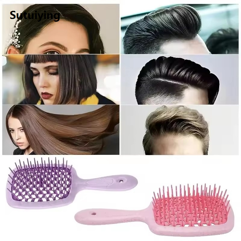 Sutuiying 2pcs/set Hair Brush 200ml men Bottle Shampoo Scalp Massage Comb New style Wheat Straw Hollow Out Hairbrush Salon Mist Hair Dressing Tool