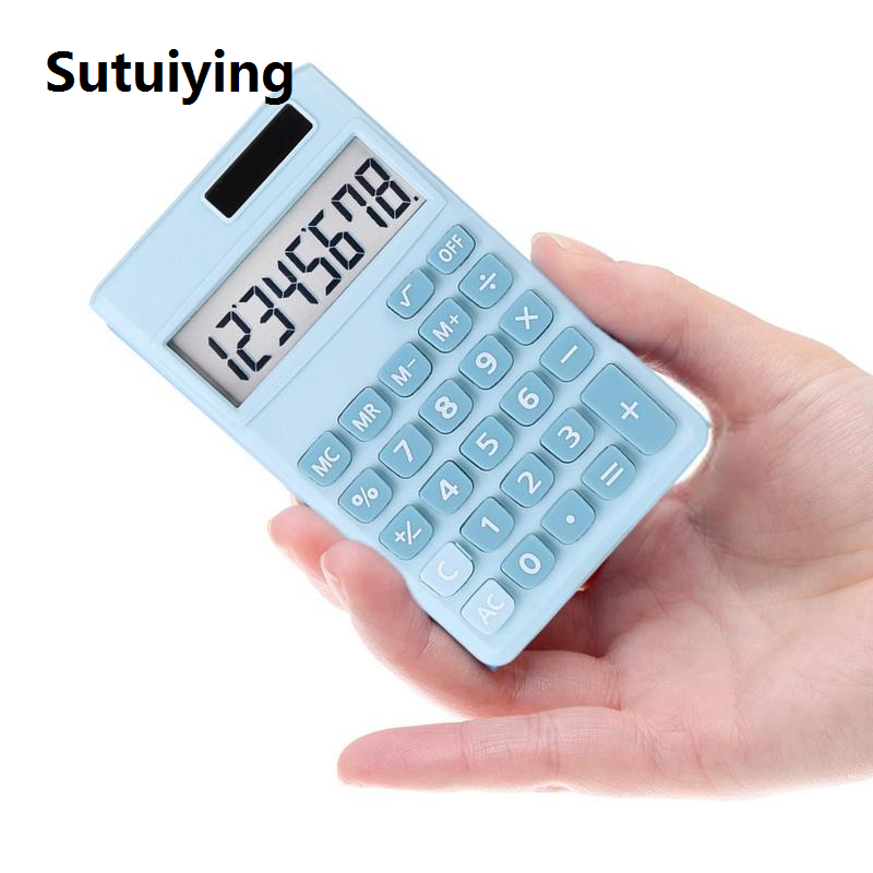 Sutuiying Student Calculator Creative 8 Digit Small Student Solar Battery Powered Calculator Portable Handheld Calculator