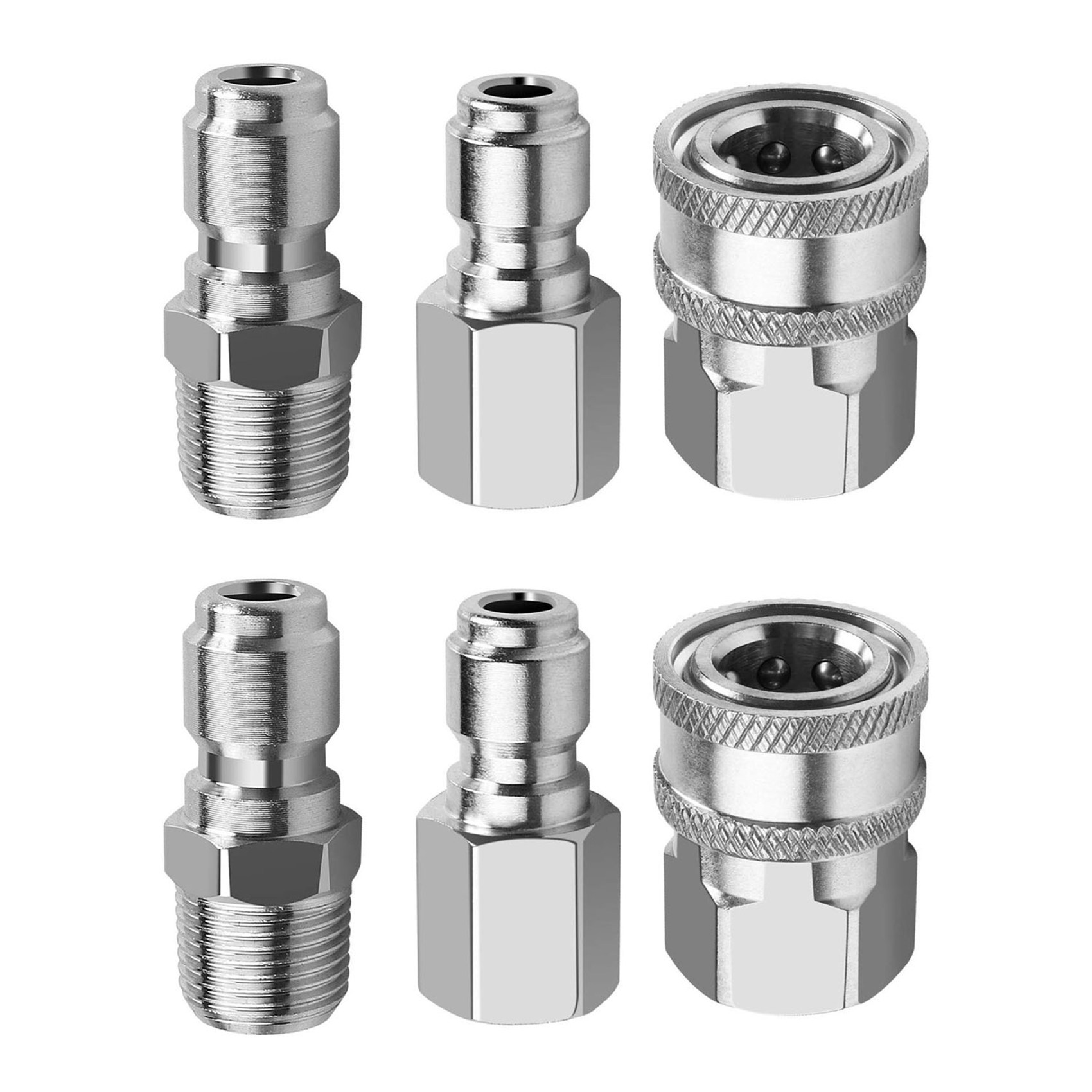 FORIDE 4X NPT 3/8 Inch Male and Female Quick Connector Kit and 2 Pieces NPT 3/8 Inch Pressure Washers Quick Connector Plug