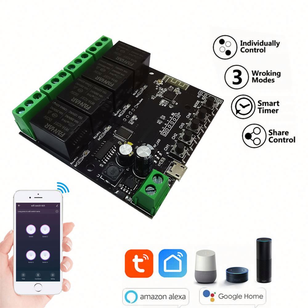 Tuya 4 Channel Relay Module WiFi Switch 4Gang