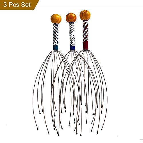 3 Pack - Hand Held Scalp Head Massager - Set Of Three (Colors May Vary)
