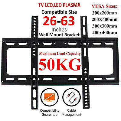 Slim TV Wall Bracket Mount For 26 30 32 40 42 50 63 Inch Plasma LED LCD