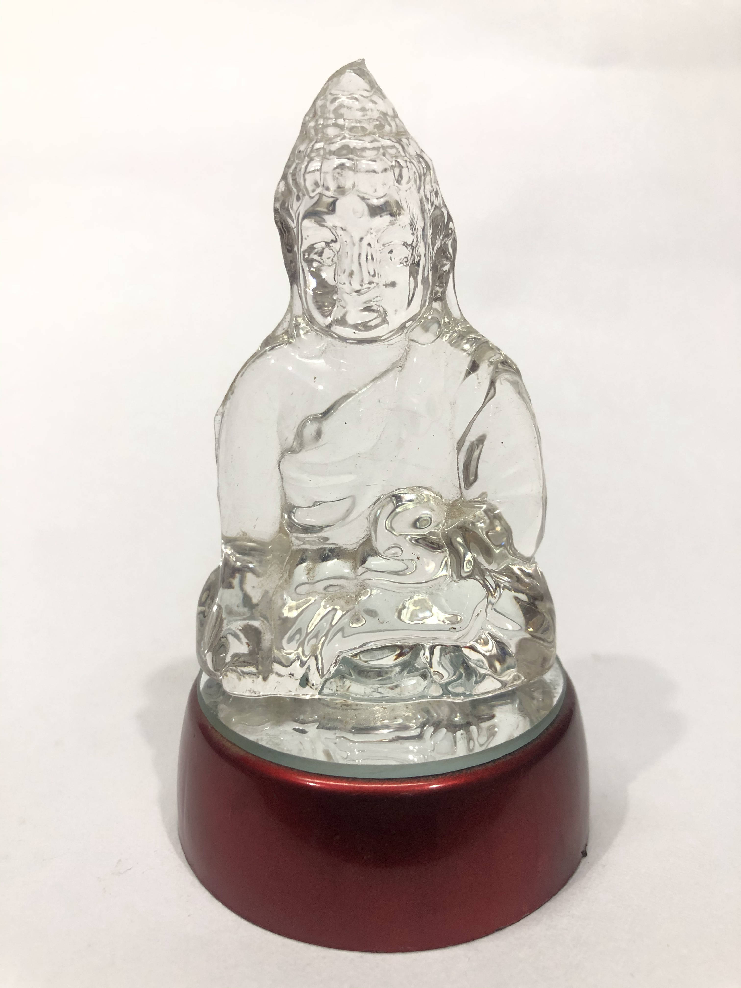 Lord Gautam Buddha Bhagwan with changing light Crystal Glass Transparent Showpiece / God Figure / Statue / Gift Item