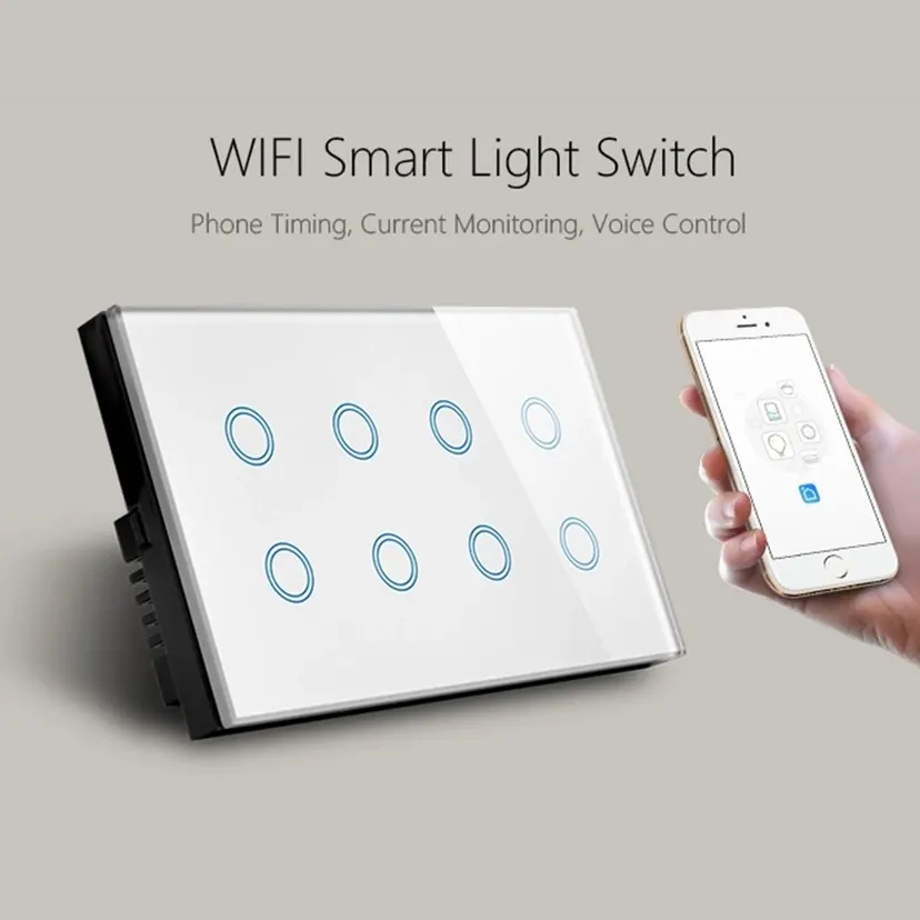 Tuya 8 Gang Smart WIFI Switch Compatible with Alexa Google Home
