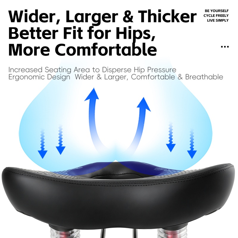 WEST BIKING Ultra Comfortable Bicycle Saddle Widened Large Hollow MTB E-bike Cruisers Bike Seat with Spring Shock Absorption