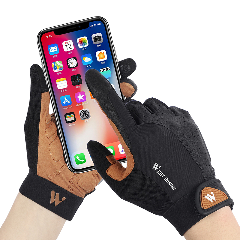 HOT WEST BIKING Winter Thermal Gloves For Men Windproof Warm Cycling Gloves MTB Road Bike Touch Screen Sports Full Finger Gloves