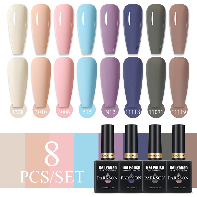 Parkson 8pcs/Set Nail Polish UV Gel Nail Art Polish Soak Off Manicure Nail Gel Varnish All Seasons Nail Decoration Gel