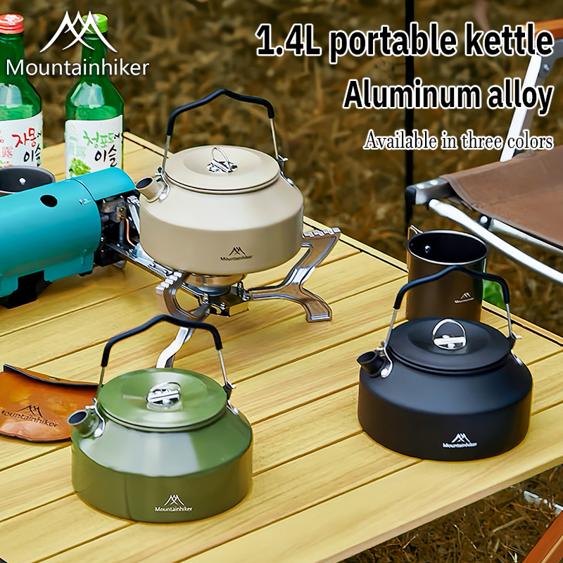 Mountainhiker 1.4L Camping Te-apot Outdoor Water Kettle Picnic Hiking Cookware Soup Boiling Te-a Pot Cof-fee Cup