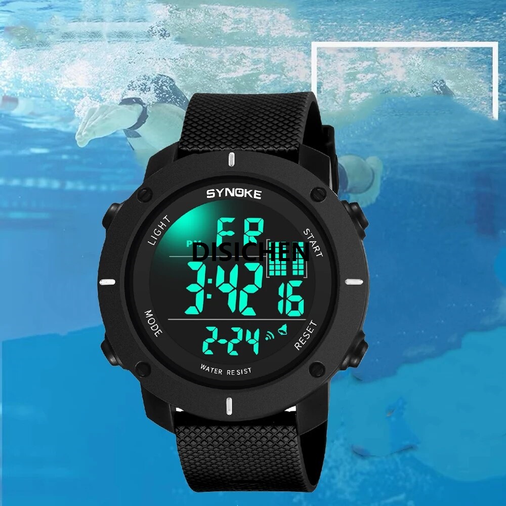 【Innovative design】DISICHEN SYNOKE Men Outdoor Sports Multifunctional Waterproof Shock Resistant High Quality Large Screen Display Luminous LED Digital For Men Fashion