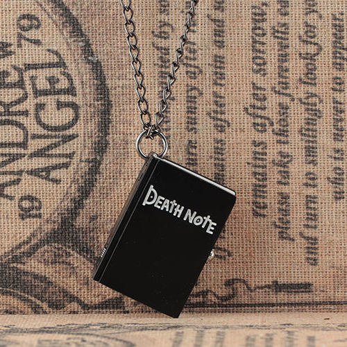 Creative Retro Necklace Pendant Anime Death Notebook Flip Pocket Watch for Female Students Personality