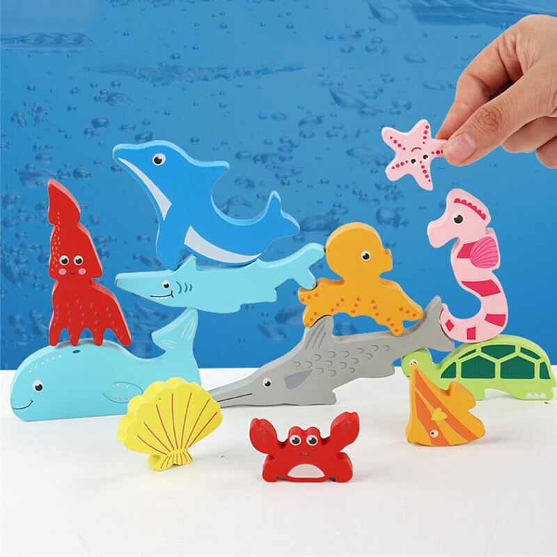 HOT Children Wooden Puzzle Animal Fruit Creative Building Blocks Kindergarten Enlightenment Early Educational Toy Wood Puzzle