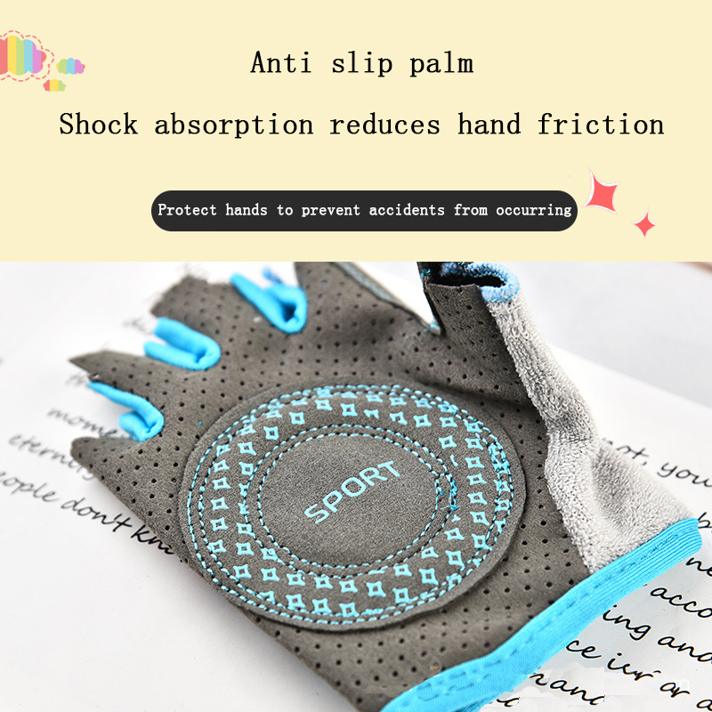HOT 1Pair Children's cycling gloves Half Finger Safe pulley sports non-slip shock absorption wear-resistant handguard gloves