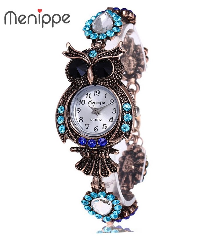 【New design】2020 Vintage Quartz Luxury Brand Owl Shiny Diamond Women Bracelet Watches Beautiful Girls Gift Watches kol saati