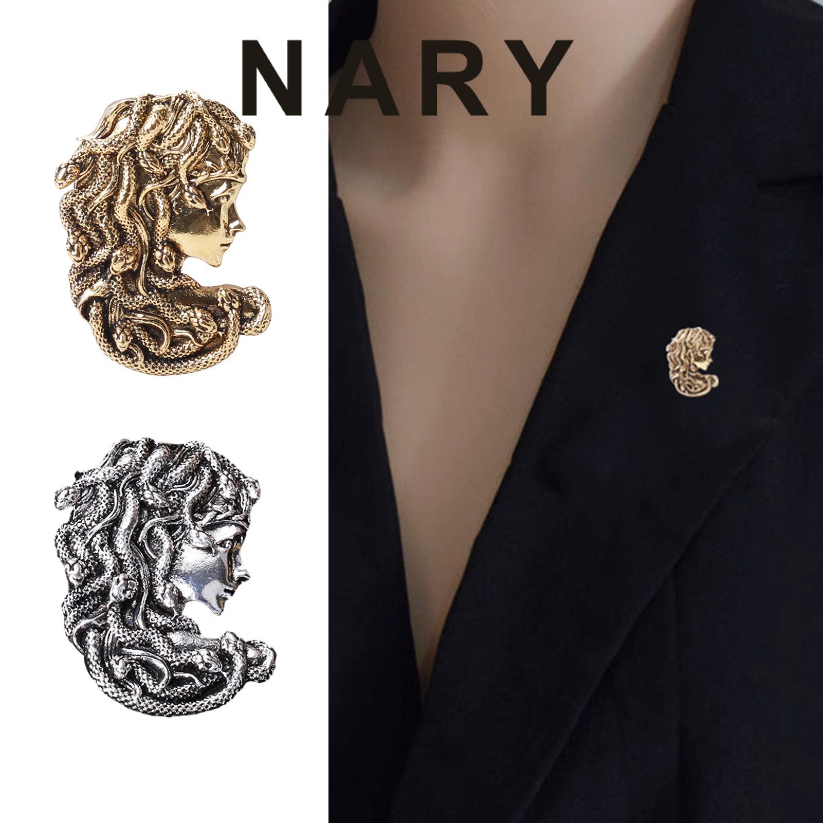 【Must-Have Gadgets】 Collar Brooch Stunning Greek Mythology Lady Figure Brooch Elegant Snake Hair Design Perfect for Casual Parties Stainless Steel Pin with Texture Southeast Asian Buyers' Favorite
