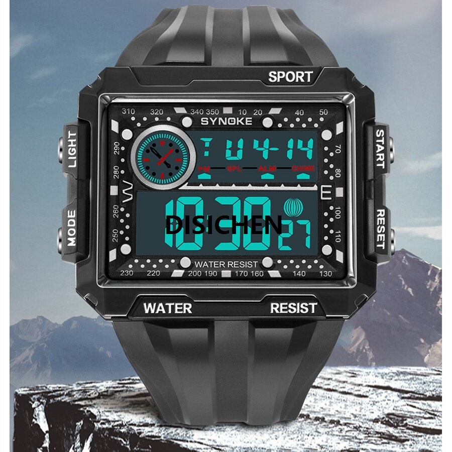 【New design】DISICHEN SYNOKE New Men Mountaineering Digital Watch Waterproof Shock Resist Original Large Screen Outdoor Running Student Fashion Watch Handsome