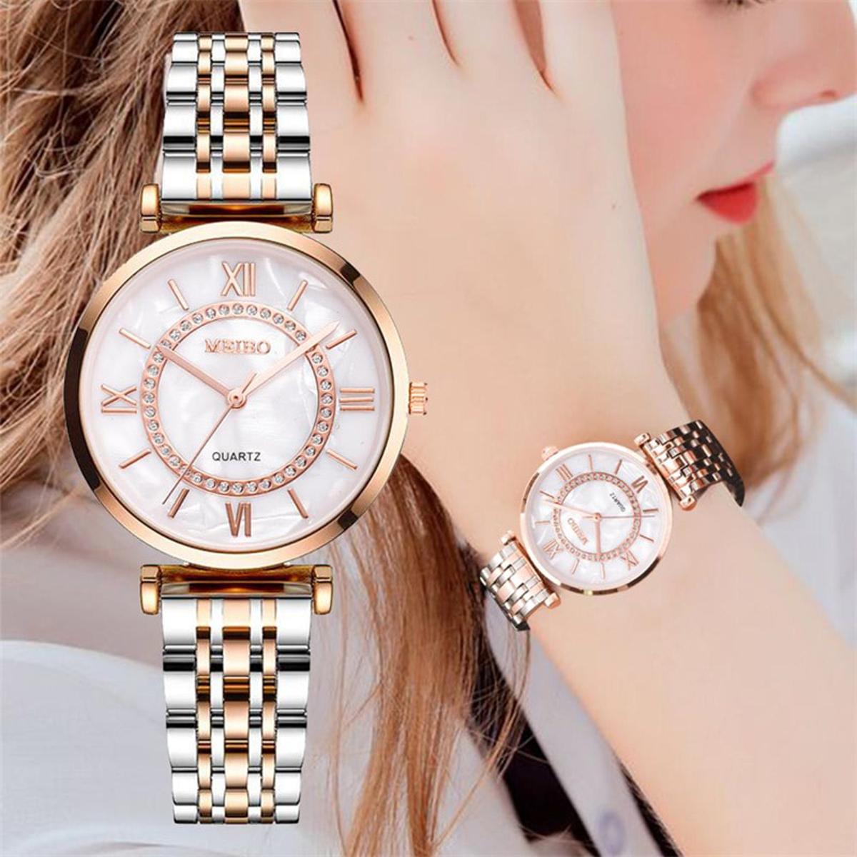 【Innovative design】Fashionable New Stainless Steel Casual wrist Watches Elegant Female Bracelet Watches Girls Luxury Stylish Watch