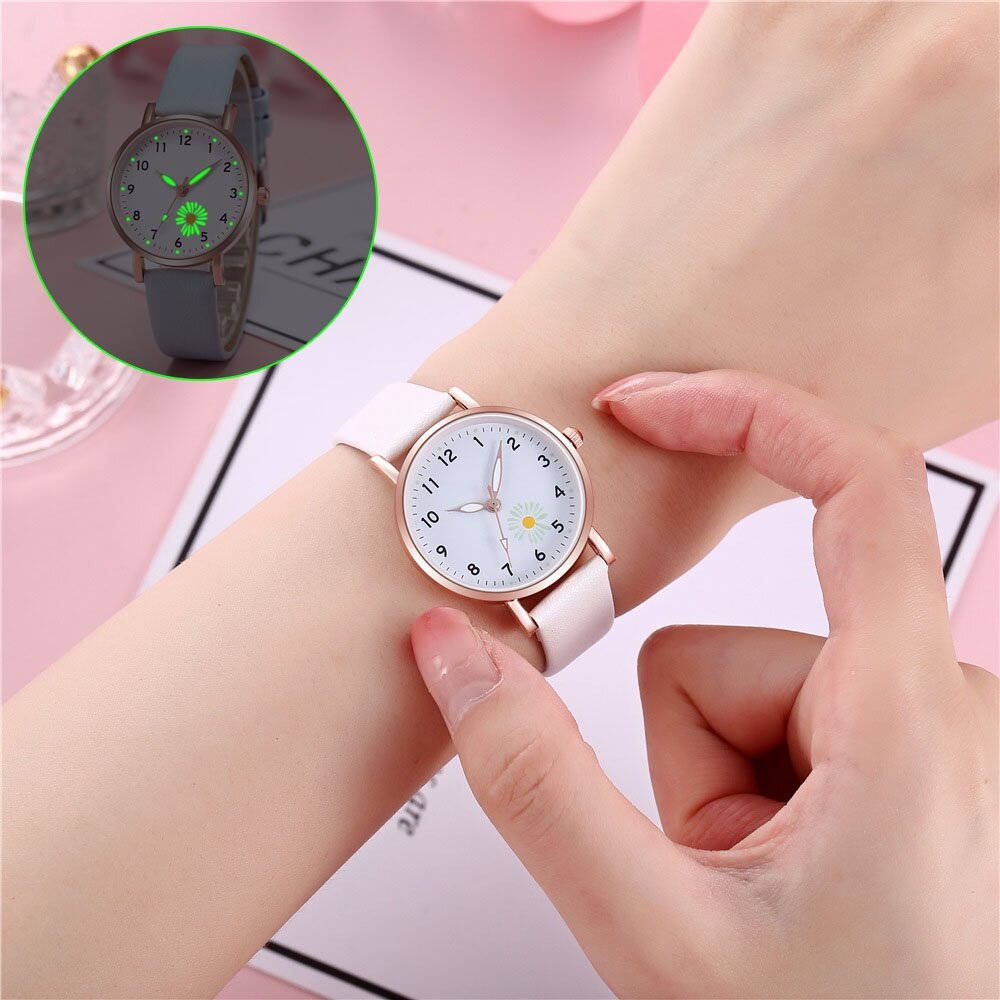 【New Trend】Women's Luminous Belt Watches Cute Little Fresh Luminous Watches Fashion Simple Trendy Accessory