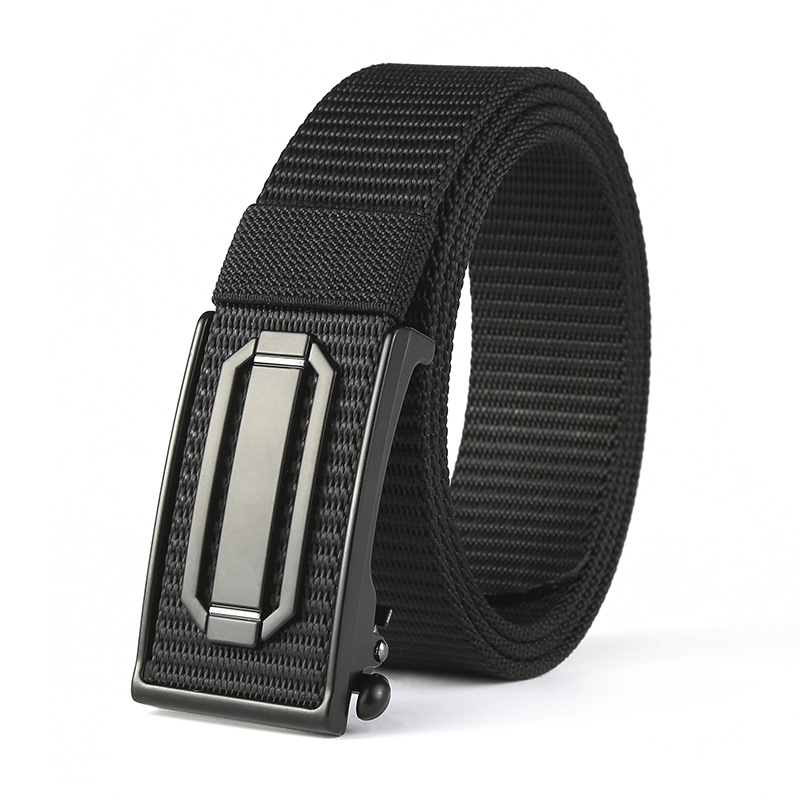 2025 New Nylon Canvas Woven Belt No Tooth Automatic Buckle Men's Casual Belt for Jeans Young Trendy