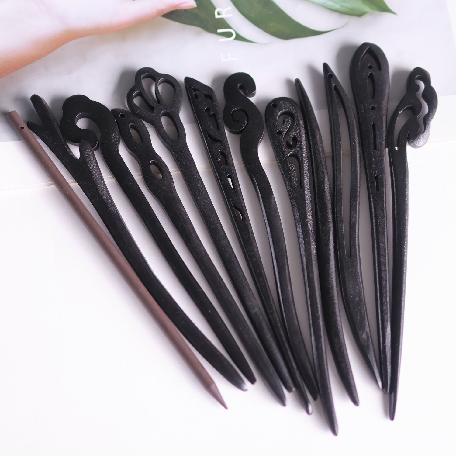 [4489 People Collection ] Classical Style Black Wooden Hairpin Modern Simple Hair Accessories Daily Hairpin Wooden Hairpin Cheongsam Hanfu Hair Ornament