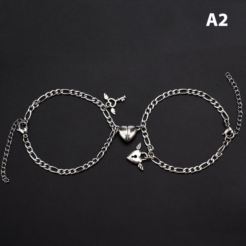 【Best-Selling】 2Pcs/pair Heart Shaped Magnet Attraction Bracelet For Couples Angel Wing Jewelry